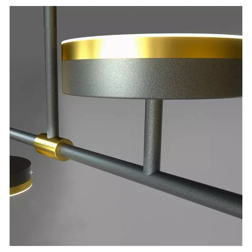 Lámpara de suspensión de 37W LED con 5 círculos de oro negro horizontal Luz fría 71361