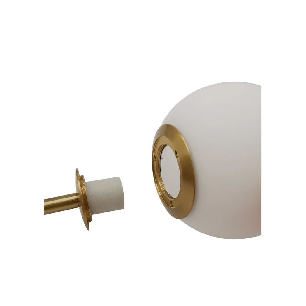 Chandelier de suspensión de oro con 2 bolas de vidrio blanco mate Attack G9 E27 33481