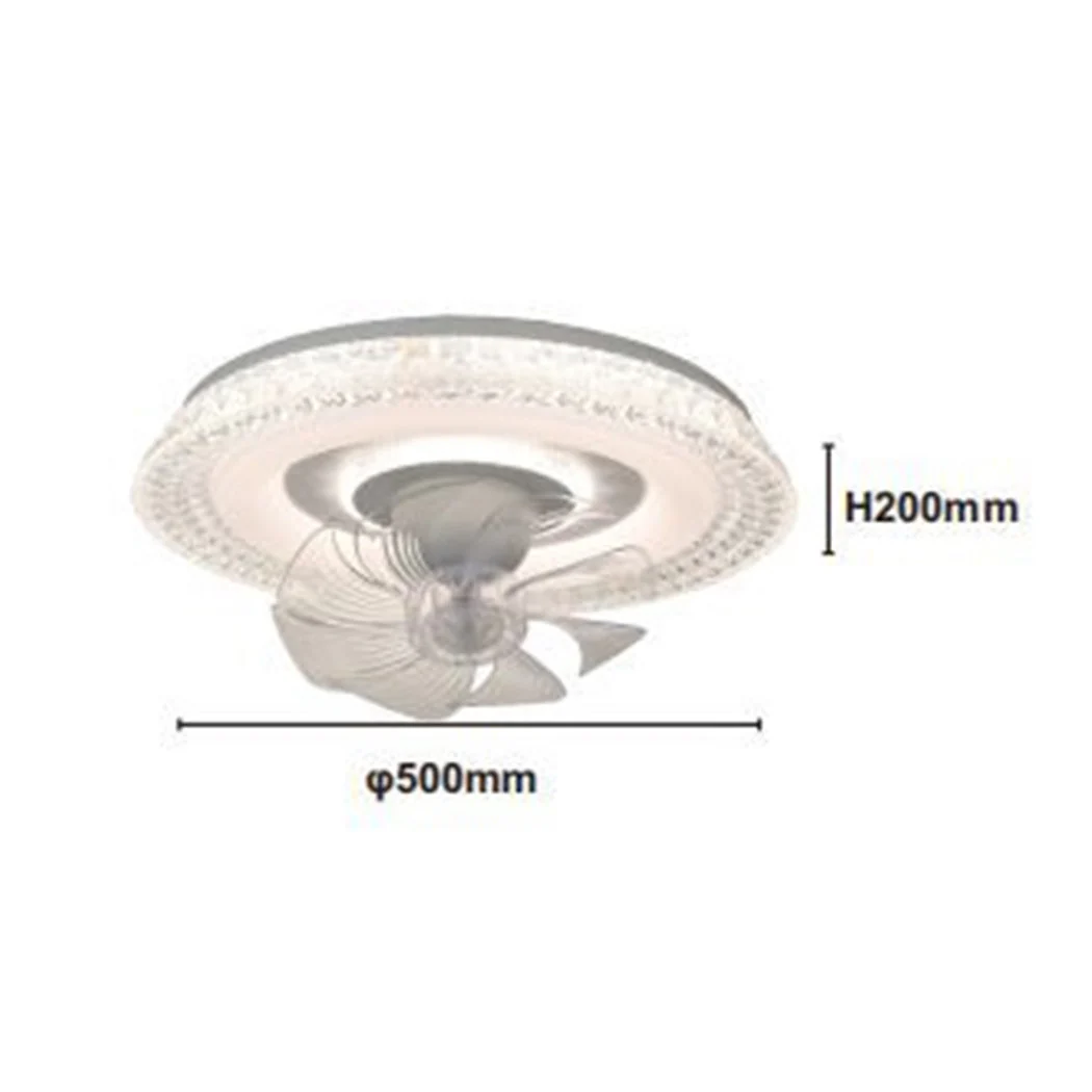 Luz de techo de cristal con lámpara de ventilador Ventilador de techo Luz 3200K-6500K 33221