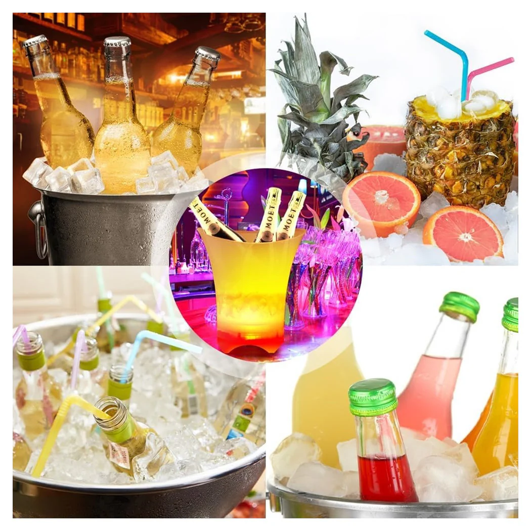 Cubo de hielo de 5LT LED 6 colores para enfriar fiestas a prueba de agua a prueba de agua