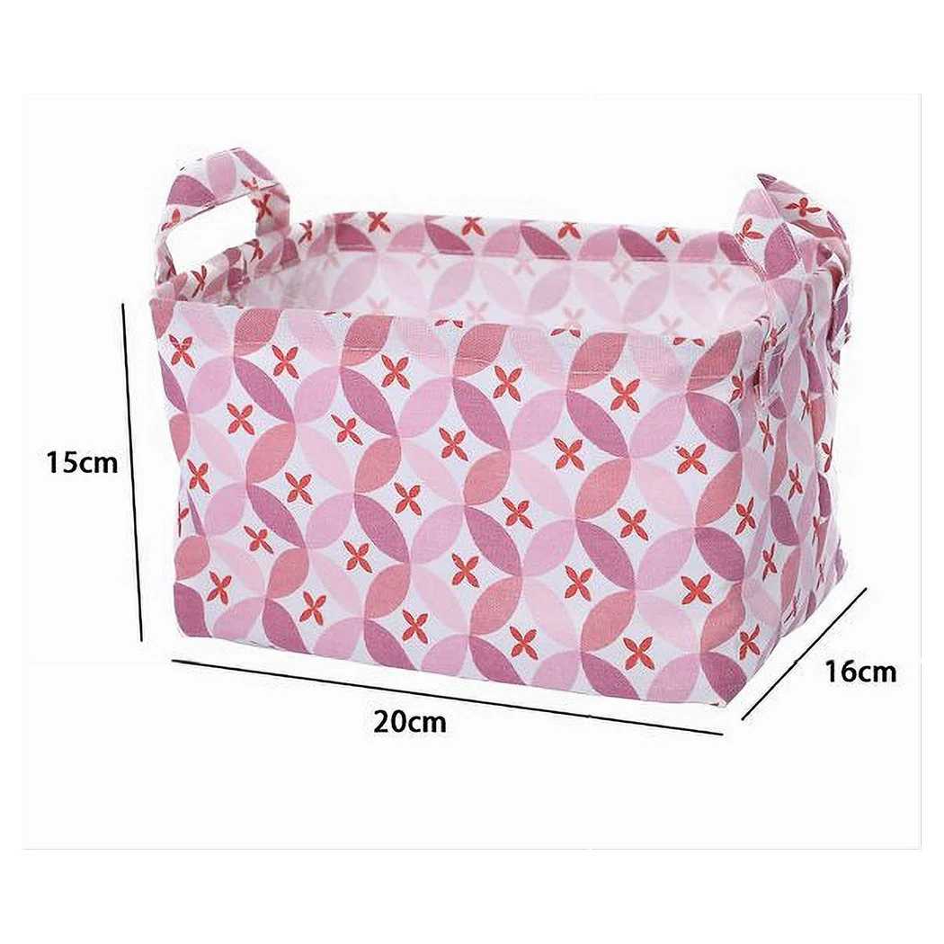 Contenedor de la caja de lavandería con manijas rosadas de tejido 20x15x16cm 79201