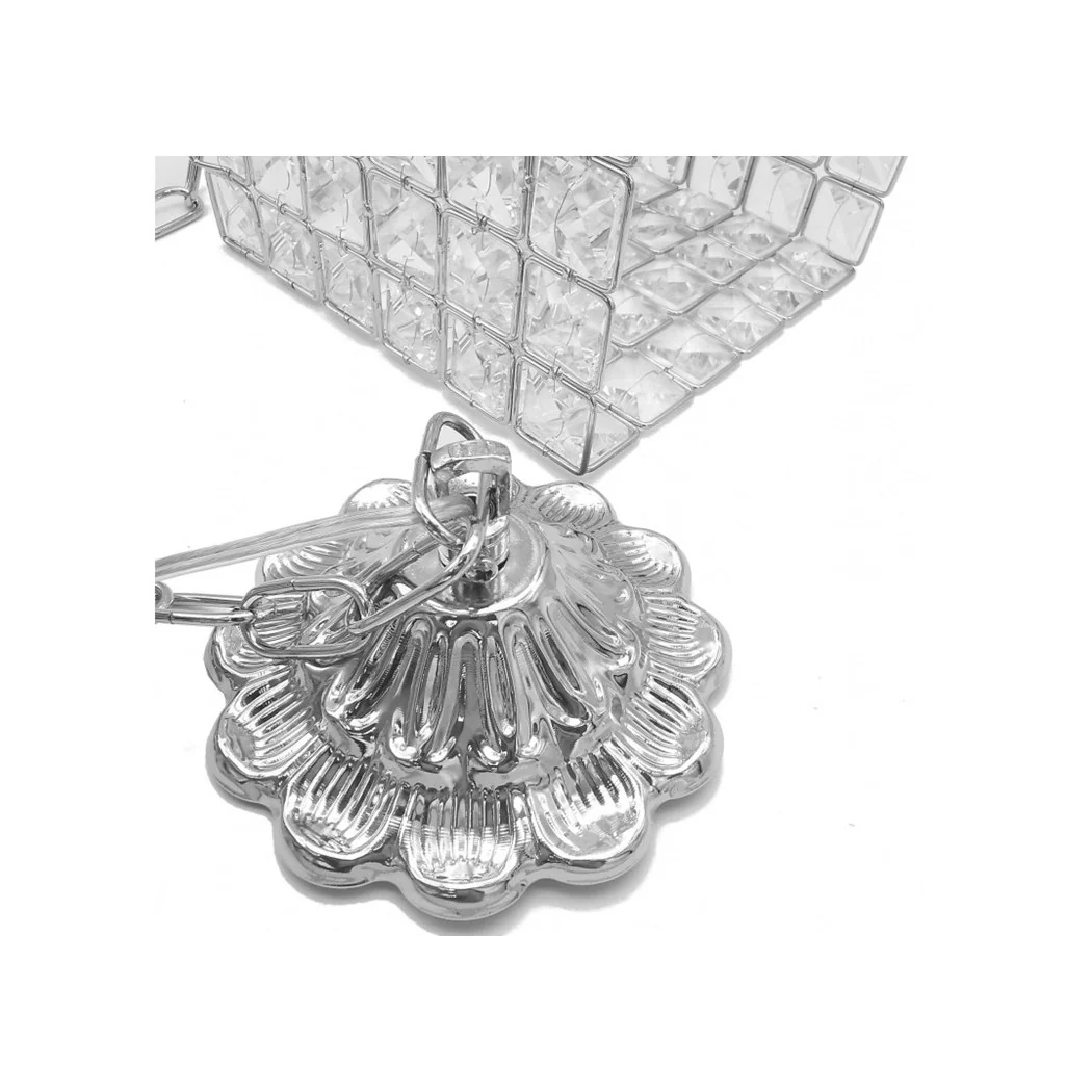 Araña suspendida rectangular con cristales Lámpara de luz E27 Silver 32330