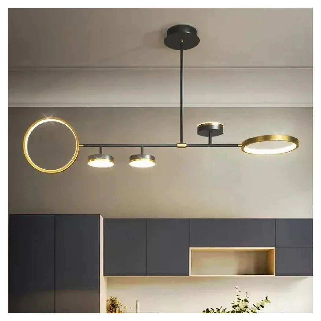 Lámpara de suspensión de 37W LED con 5 círculos horizontales de oro natural de oro negro 71354