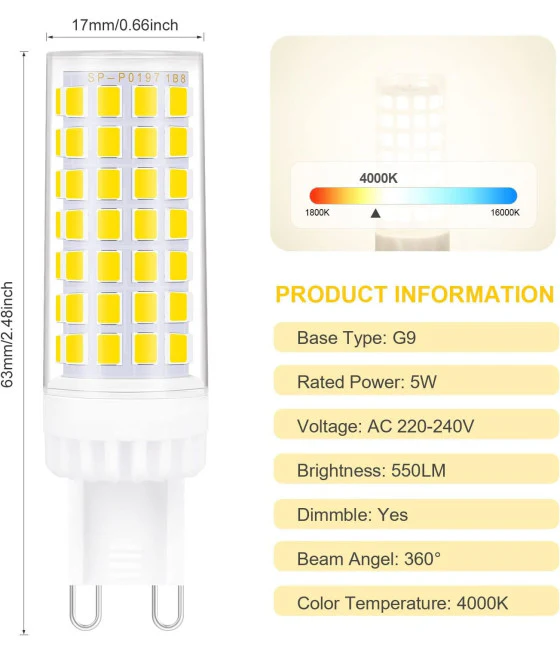 Bombilla LED 7W E14 665LM Luz de espiral 3000K Natural 4000k Frío 6500k