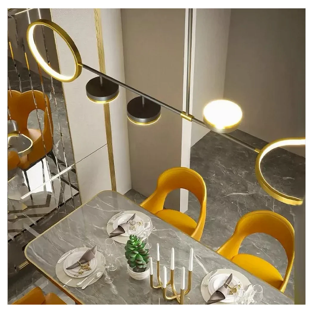 Lámpara de suspensión de 37W LED con 5 círculos horizontales de oro natural de oro negro 71354