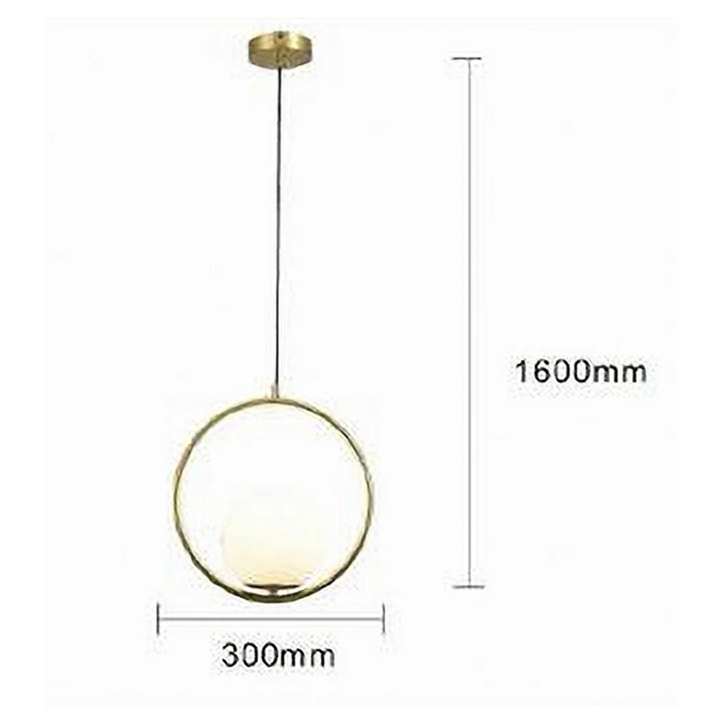 Círculo de metal Colgante de suspensión con bola de cristal blanca E27 Gold 32811