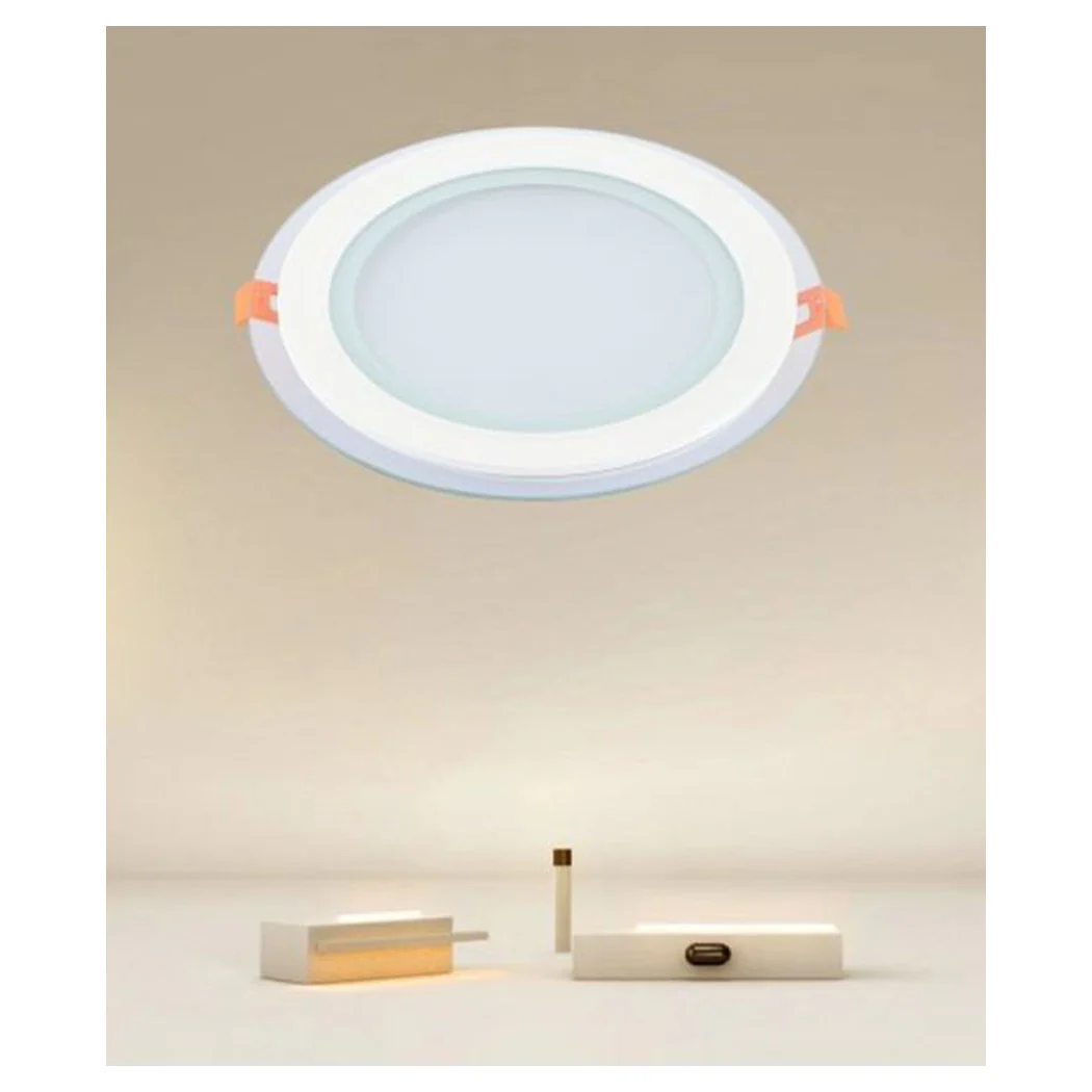 LED PANEL INCASSO LUCE 3000K-6500K 18W TONDO AM-CR-18 CON BORD TRANSPARENT 00656