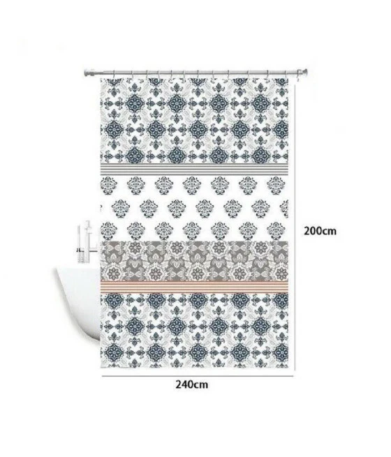 Cortina de ducha anti-soporte 180 x 200 cm Ganchos Blanco Ninges de baño 79708