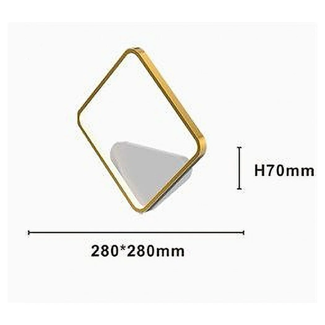 12W LED Luz de pared cuadrado oro luz moderna luz mínima 6500k 71286