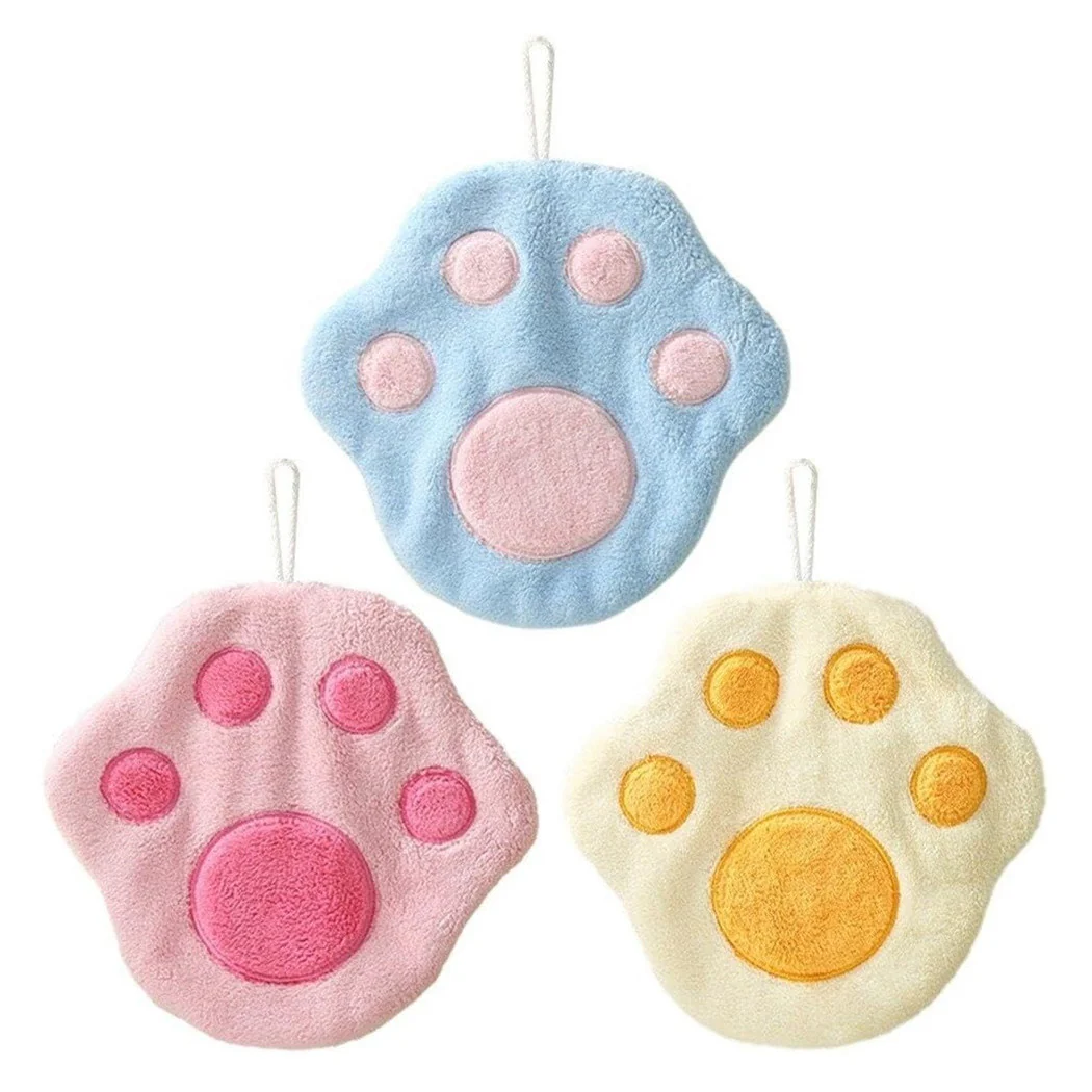 Toalla suave con huella colgando gato niños niños limpieza 10777