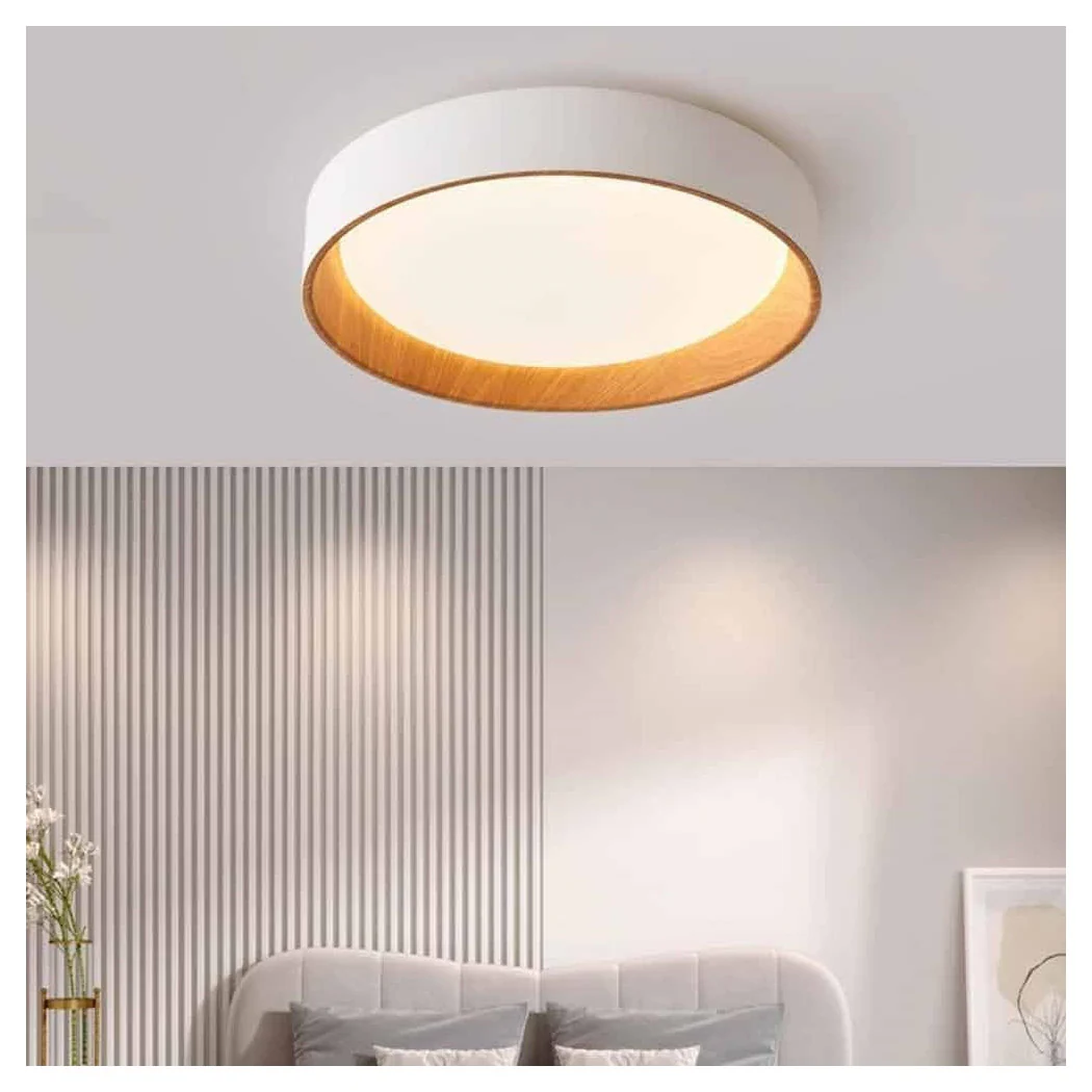 Luz de techo de techo LED 68W blanco redondo con madera clara 4000k 32798