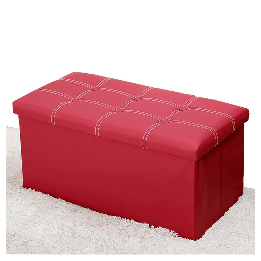 Taburete de reposapiés de contenedor rectangular POUF para zapatos de juguete rojo