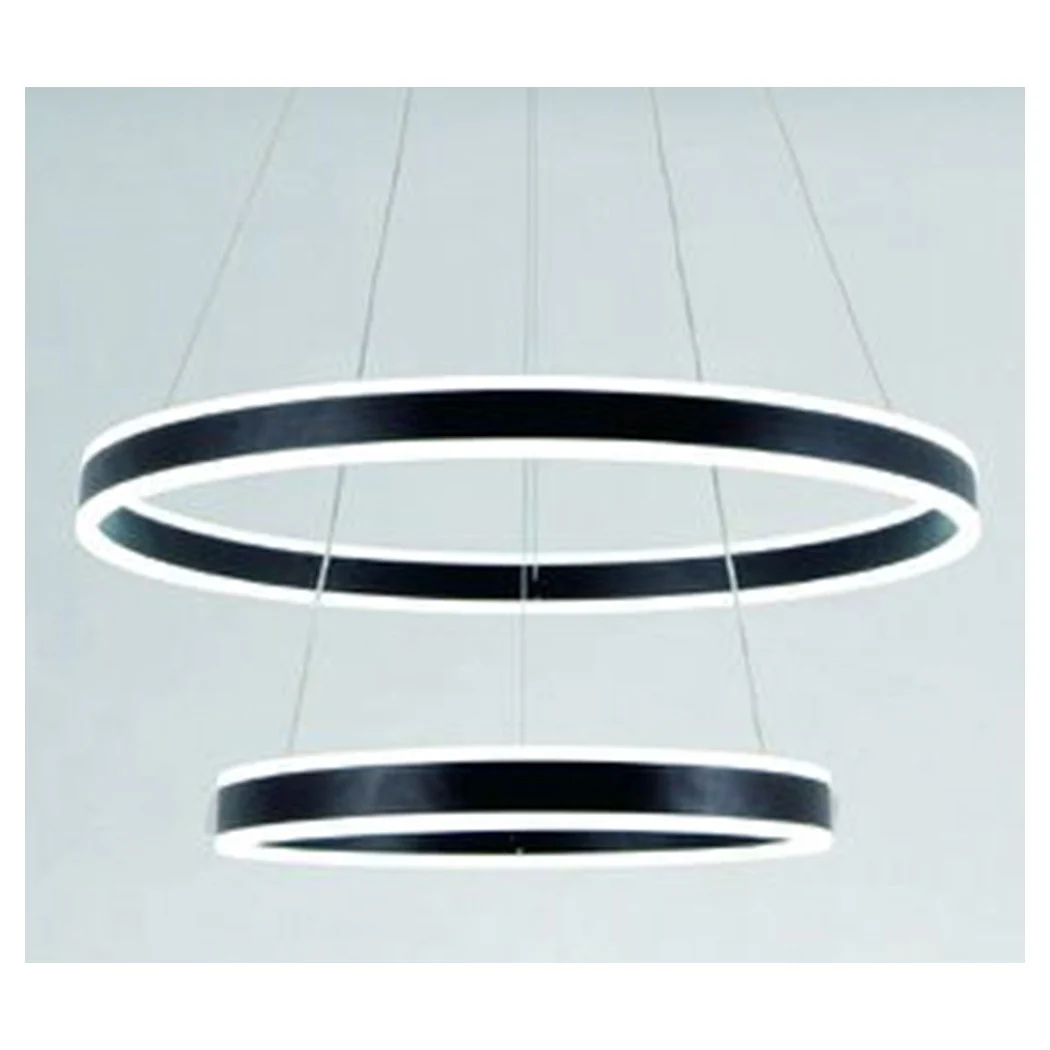 Chandelier LED moderno LED Doble círculo negro 58W con control remoto 31876