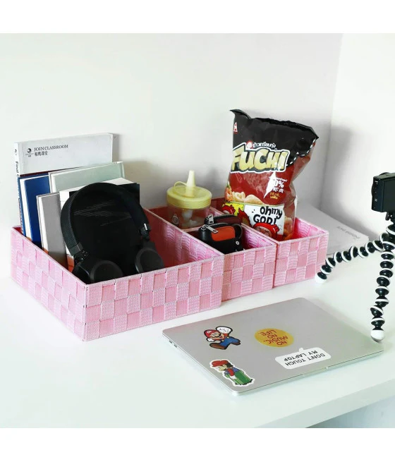 Cesta Cesta Tela de cuerda trenzada Objetos redondos 21x15cm 10649