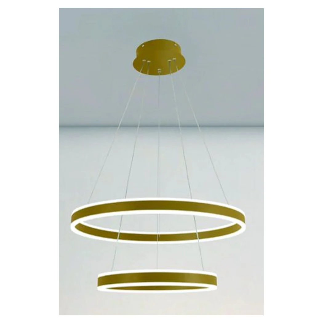 Moderno LED suspensión Chandelier Double Circle Gold 58W con control remoto 31883