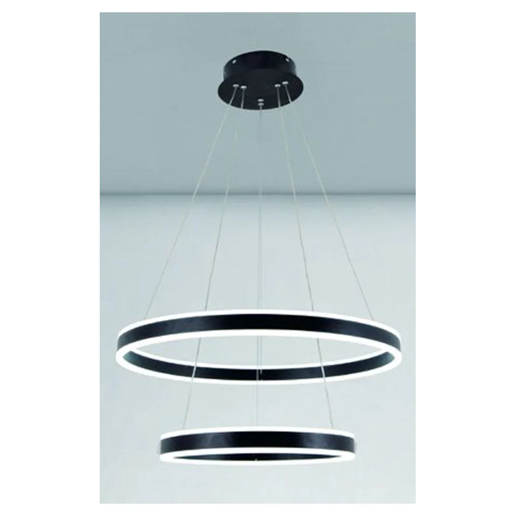 Chandelier LED moderno LED Doble círculo negro 58W con control remoto 31876