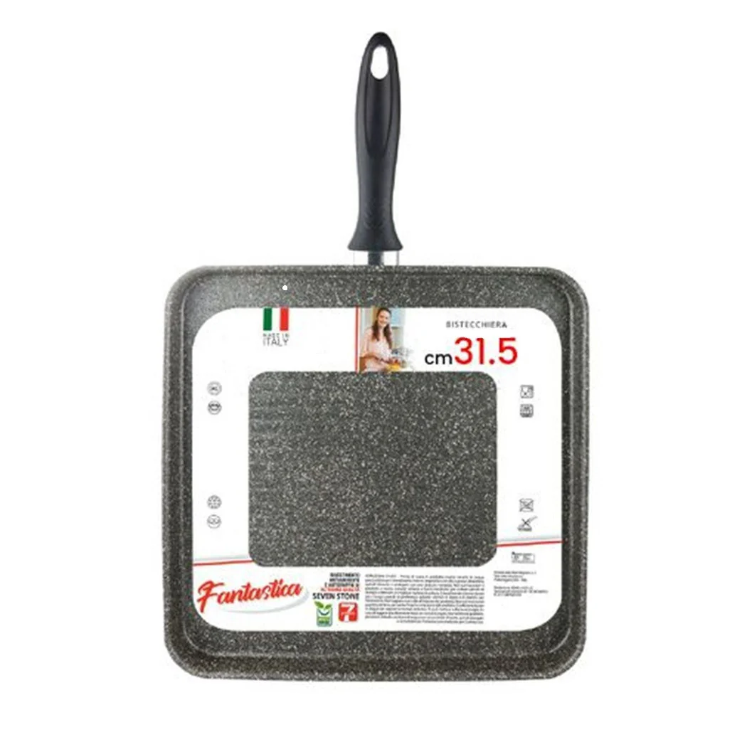 Silla cuadrada 31,5 cm Piedra antideslizante resistente a los rasguños con mango negro 041064m