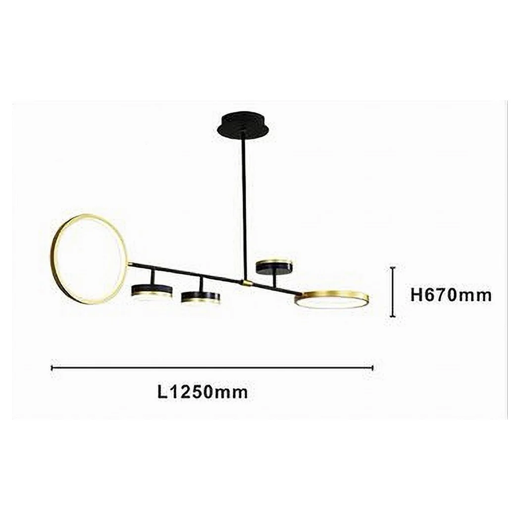 Lámpara de suspensión de 37W LED con 5 círculos de oro negro horizontal Luz fría 71361