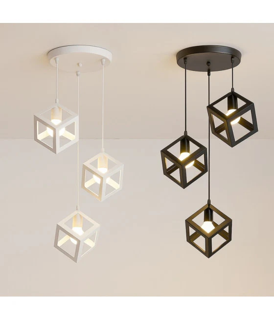 Araña de suspensión moderna con pantalla triangular en hierro blanco E27 33856