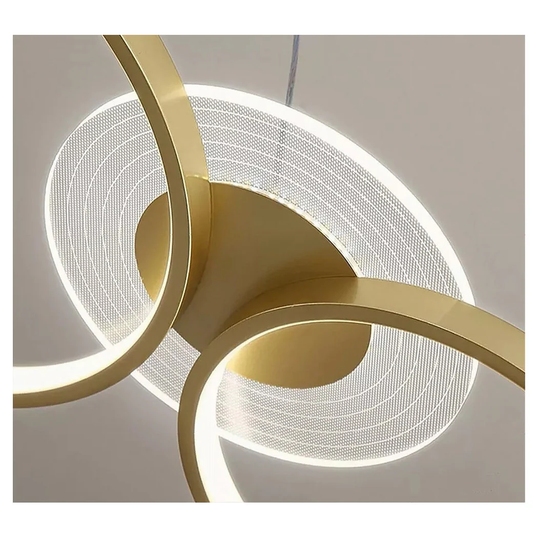 65W Oro LED Suspensión Araña 6 Anillos brillantes modernos con control remoto 71422