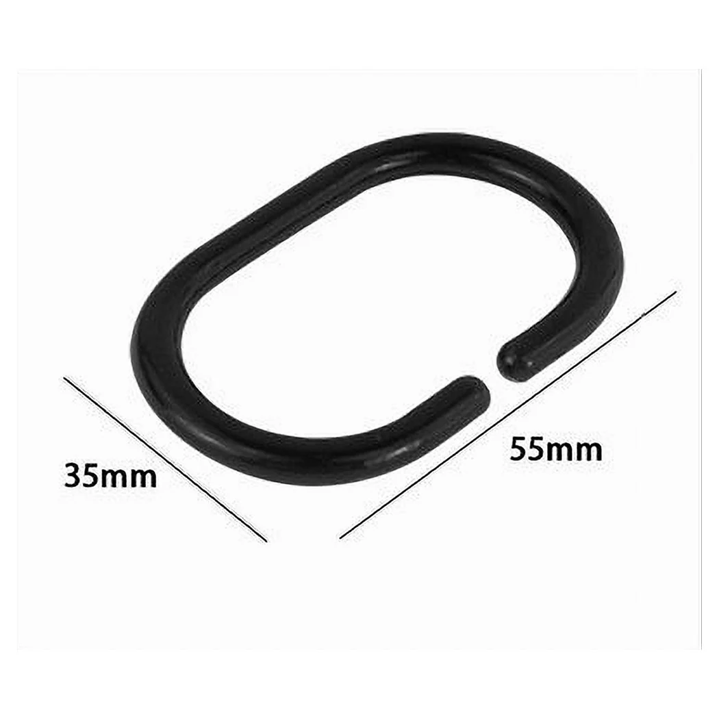 Set 12pcs anillos gancho para la ducha Tienda de baño Baño de plástico PP negro 87239