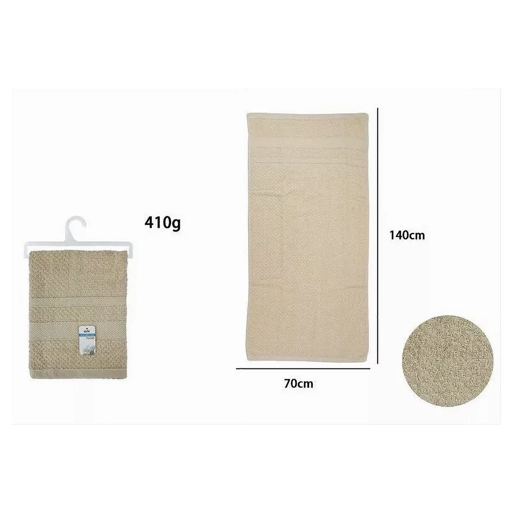 Toalla de baño Tela de algodón suave 70 x 140 cm 410gr color beige 79495
