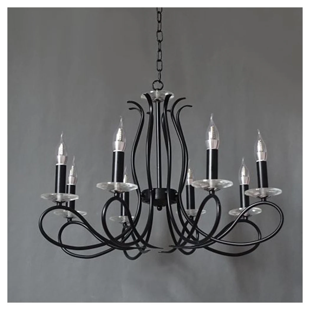 Lámpara colgante de techo de lámpara de arma 8 Armas E14 Negro Negro Negro 00514