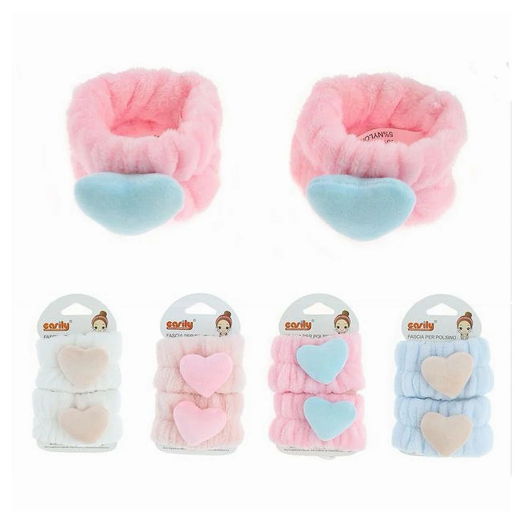 Set 2 PCS Diseño de la banda de la muñeca con el corazón coloreado en 4 colores 10750