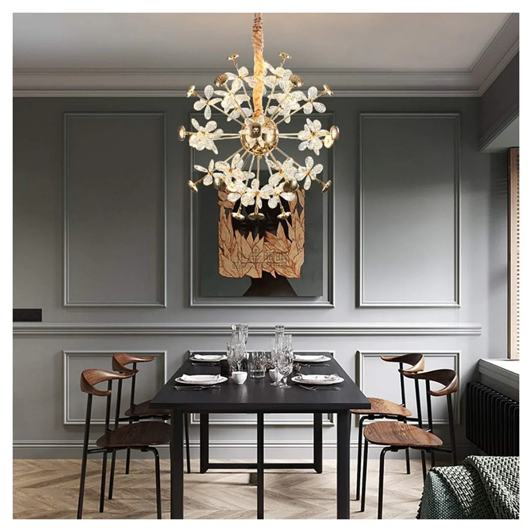 Araña circular creativa con lámpara de iluminación de cristal pétalo 92075