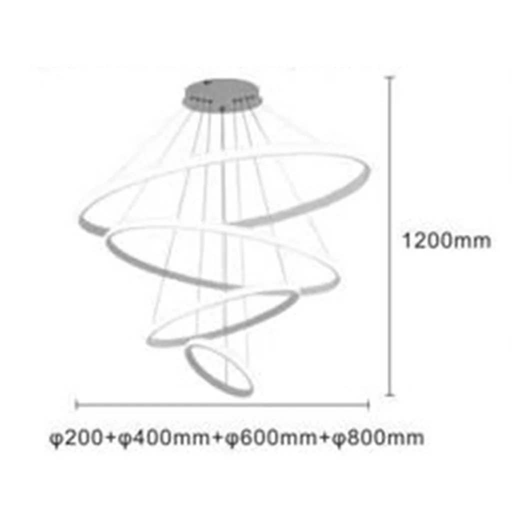 120W LED Lámpara suspendida 4 Rondas redondas Rondas de rondas blancas Light 4000K 50279