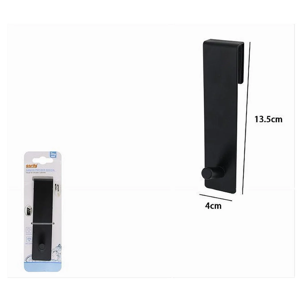Hook para ducha Caja de baño Caballo de baño Baño 4x13.5 cm negro 87769