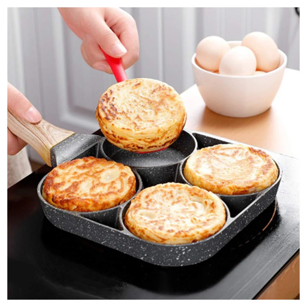 4-hole front pan for eggs Pancake wooden handle Kitchen accessories 624386