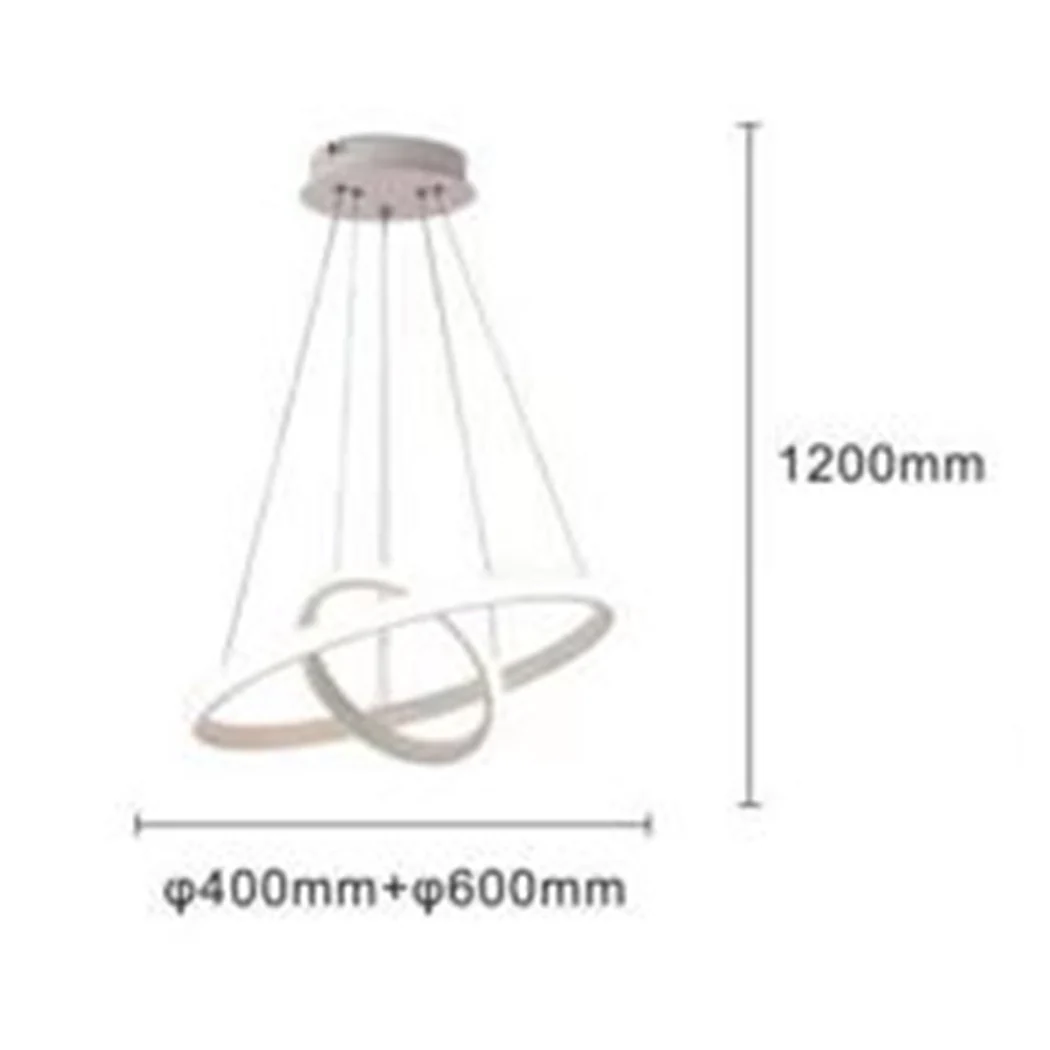 Araña colgante LED 60W 2 llantas anillos colgantes redondos luz blanca 6500k 50286