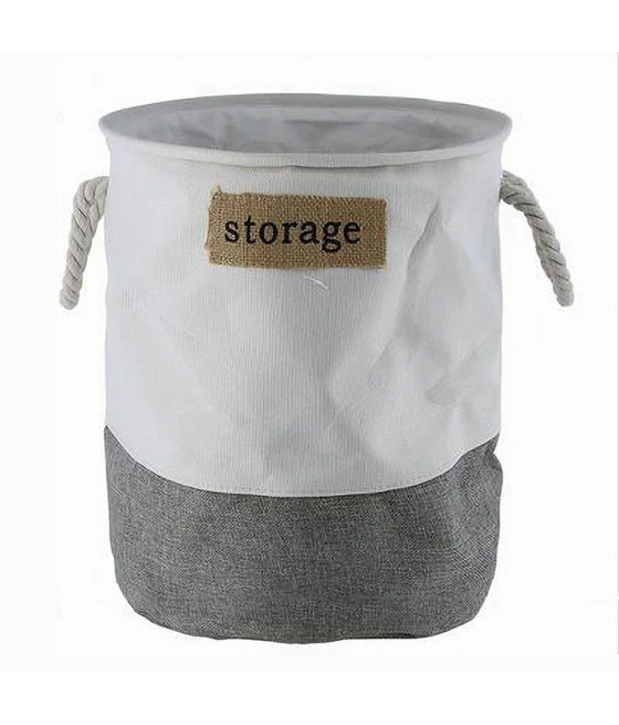 Cesta de lino de dos colores en cesta de tela trenzada 25x18x13 cm 10663