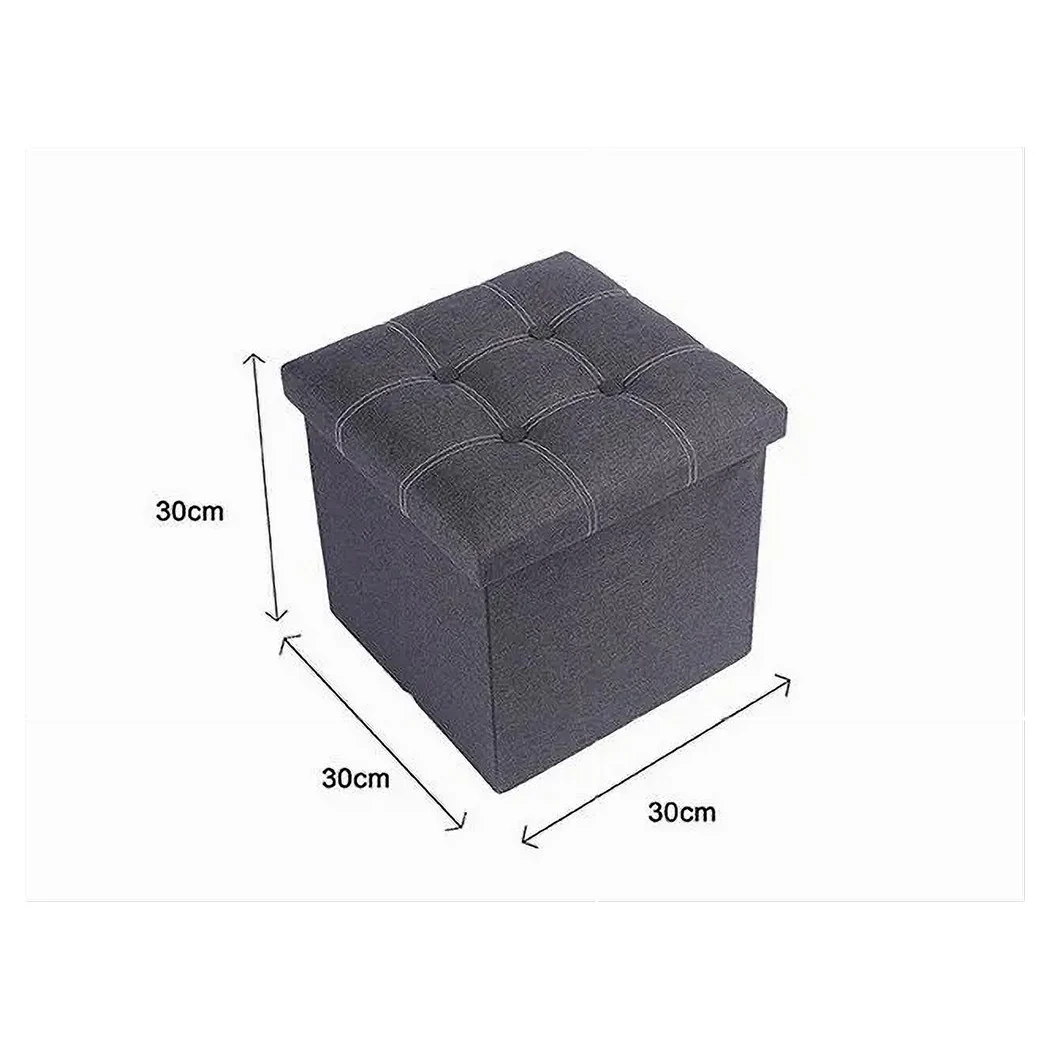 Puff Puff Puf Pufd acolchado Envase de almacenamiento Sentado gris 30x30x30cm 79422