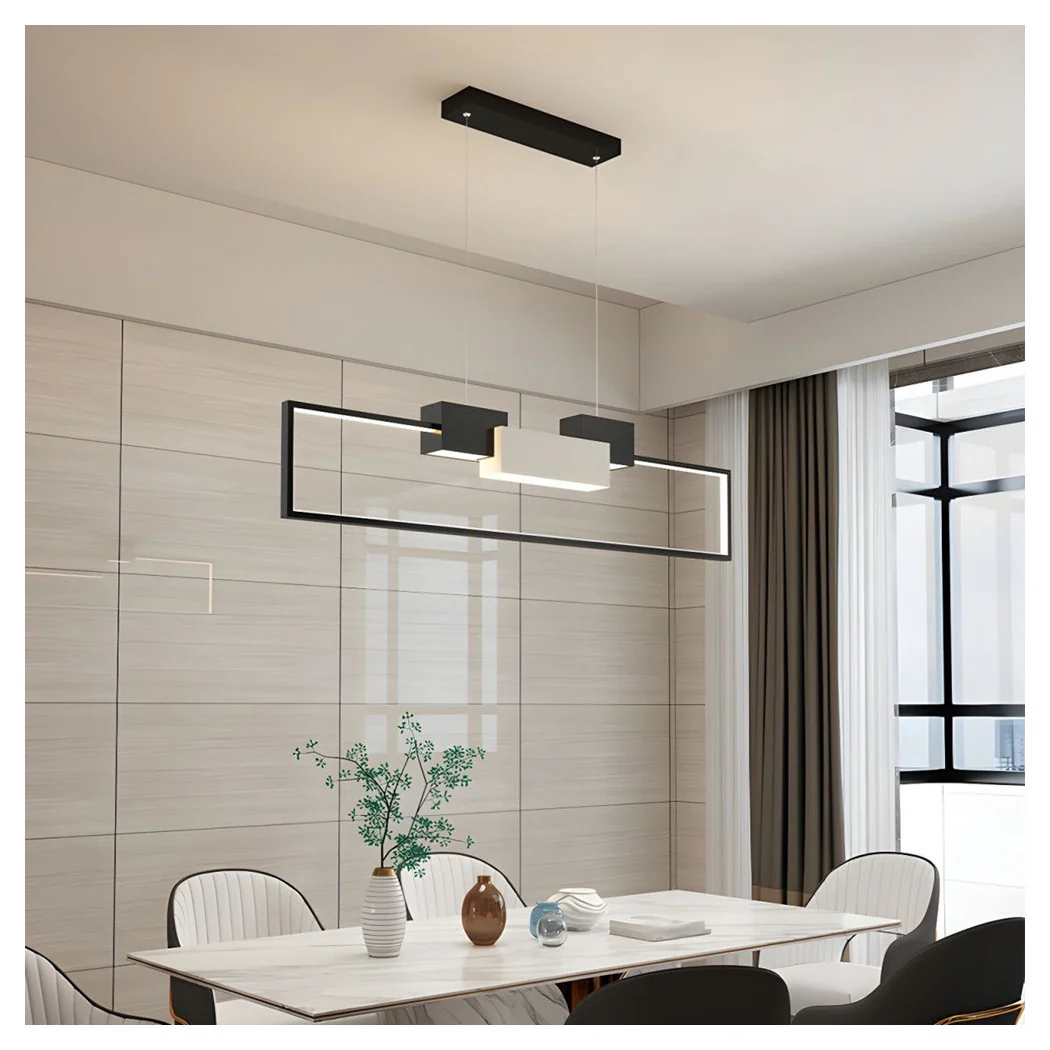 Lámpara de suspensión LED Rectangular 36W con control remoto Negro Moderno 71585