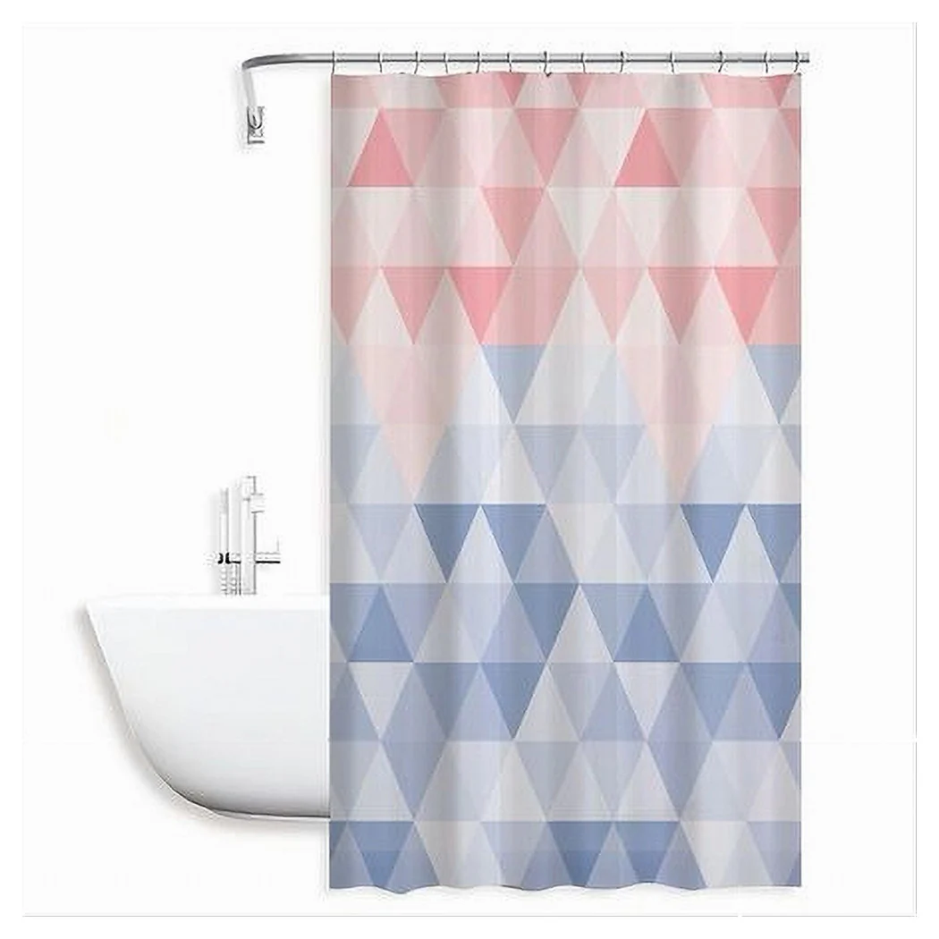 Cortina de ducha impermeable 12 Anillos 180x200cm Triángulo rosa azul 79220
