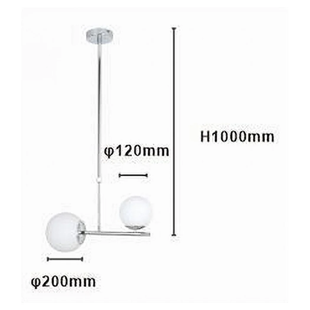 Araña de suspensión de plata con 2 bolas de vidrio blanco Attack G9 E27 33498