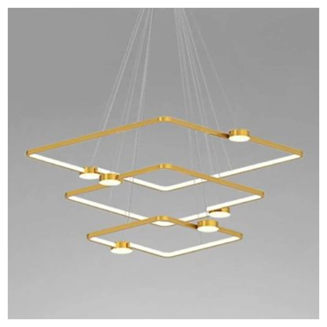 112W 3 araña cuadrada de suspensión LED con control remoto Modern Gold 71231 Design
