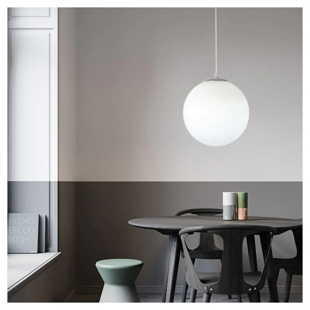 Araña colgante de plata con ataque de esfera de vidrio blanco E27 Minimal 33511