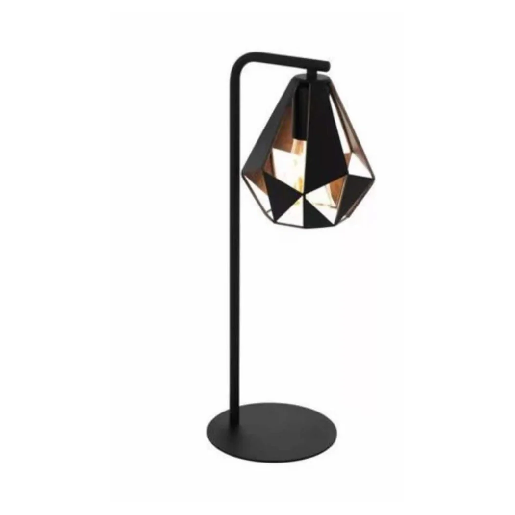 Lámpara de mesa negra con mesa de noche de cobre antiguo Mesa de noche 220x170x505mm