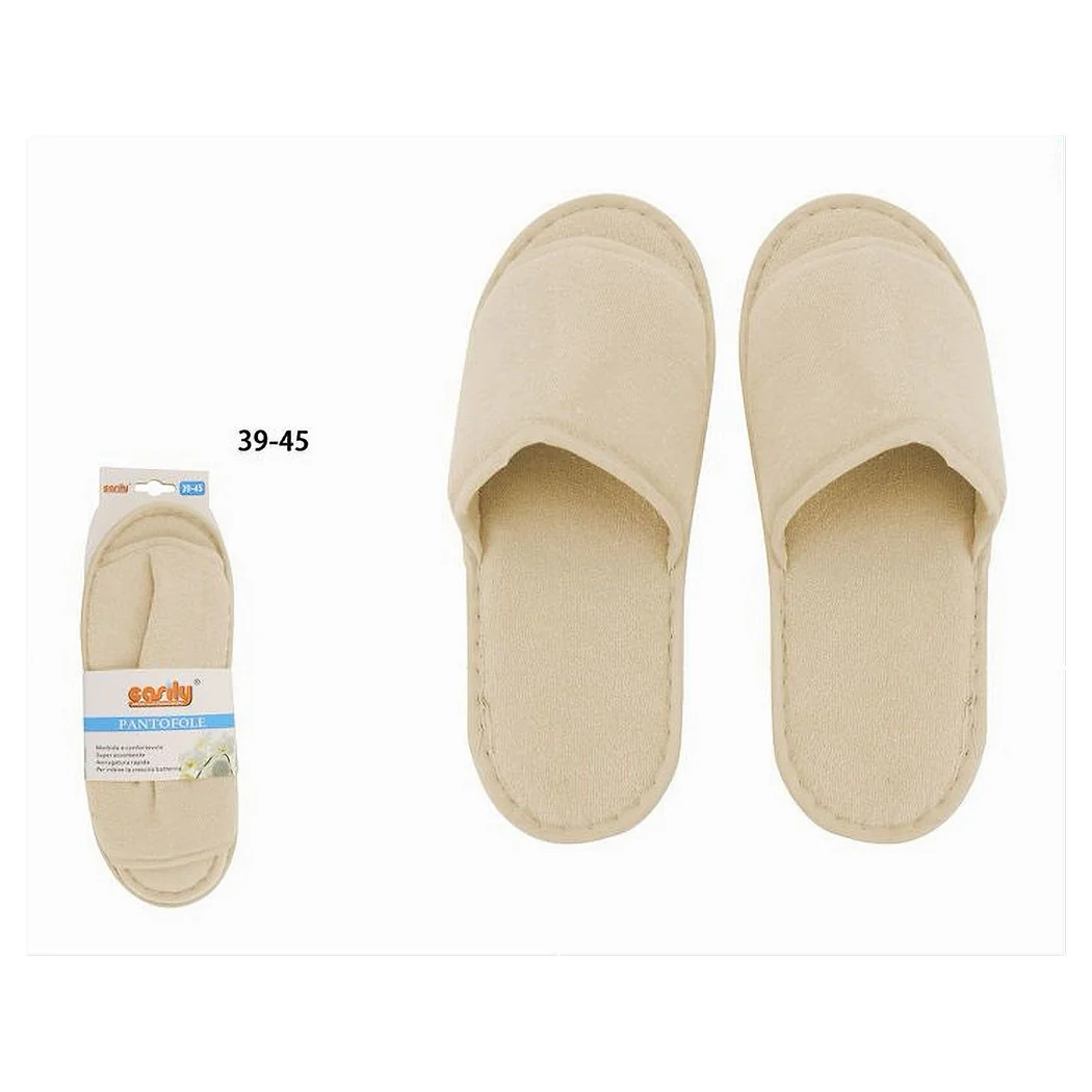Par de zapatillas Baños de baño Beige Tamaño 39-45 Habitación de hotel 79681
