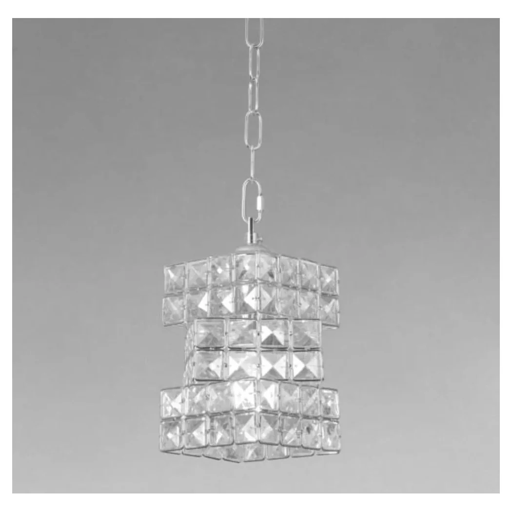 Araña suspendida rectangular trenzada con cristales de luz E27 Silver 32415