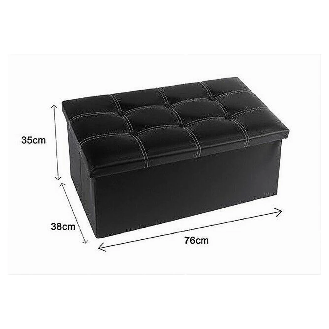 Puff Puff Puf Pufd Acabado Contenedor de almacenamiento Negro Asiento negro 76x38x35 cm 79431