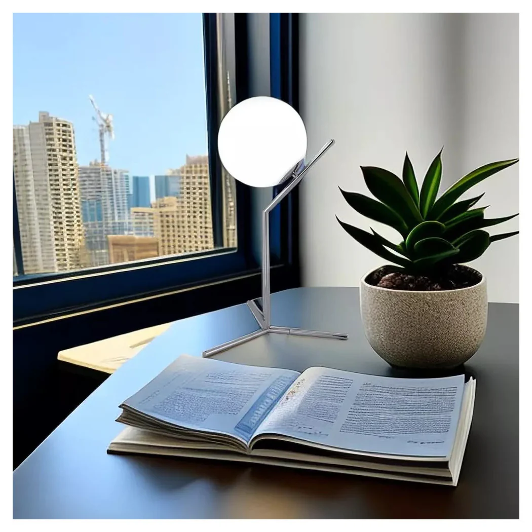 Lámpara de escritorio de rama con esfera E27 plateado luz brillante Minimal Mesa LED 10236