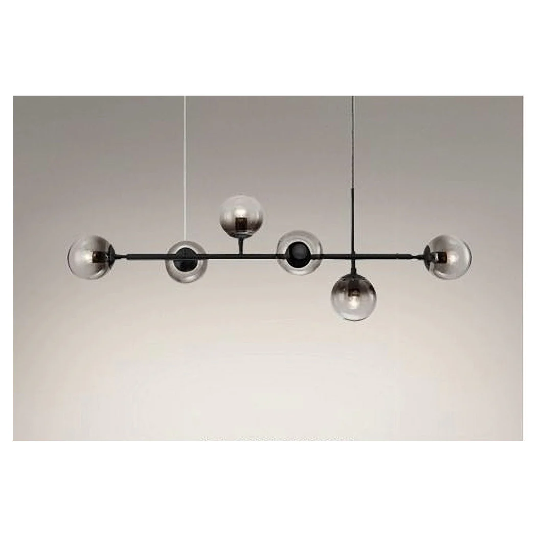 Araña de suspensión 6 bolas E27 Ataque en Lámpara de metal negro de vidrio 71669