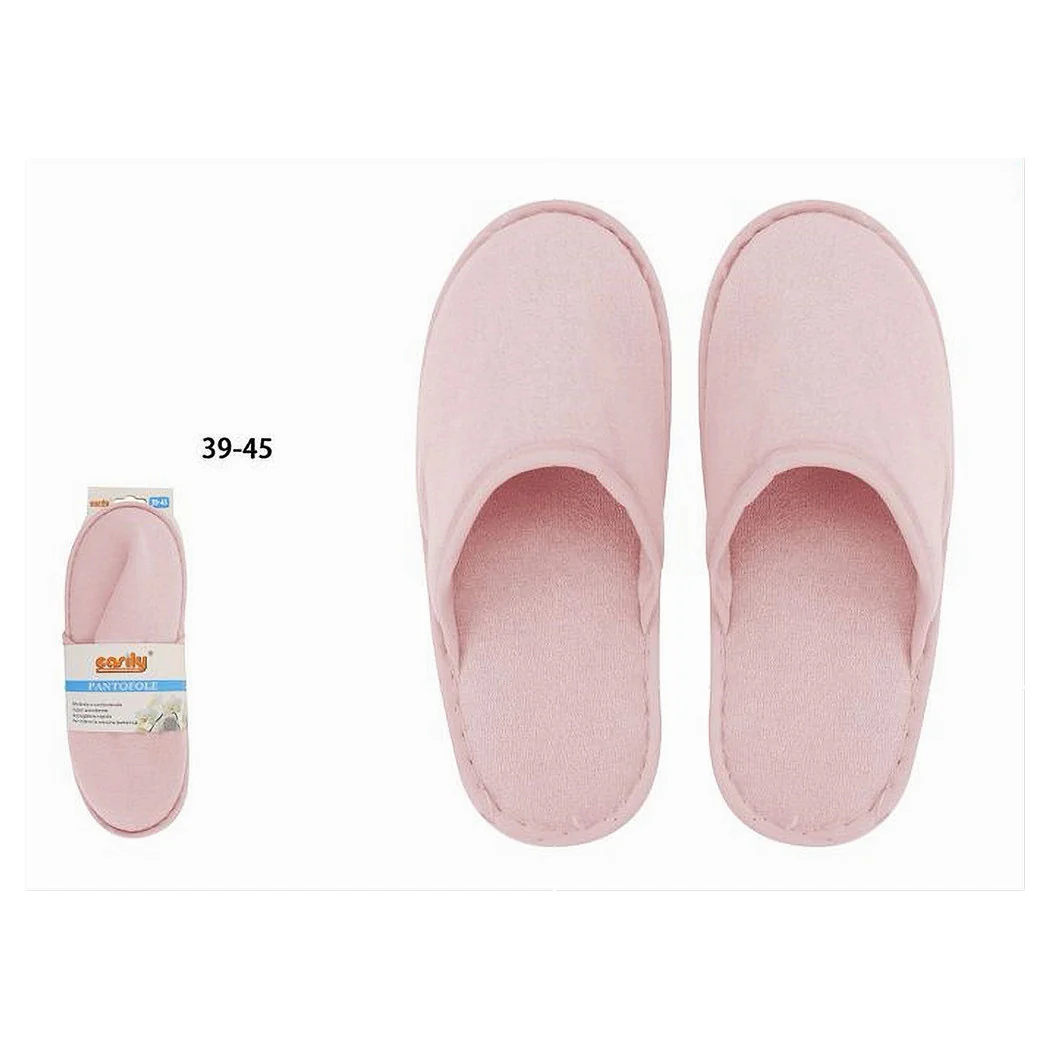 Pareja zapatillas baño cerrado en talla de tela rosa 39-45 habitación 79691