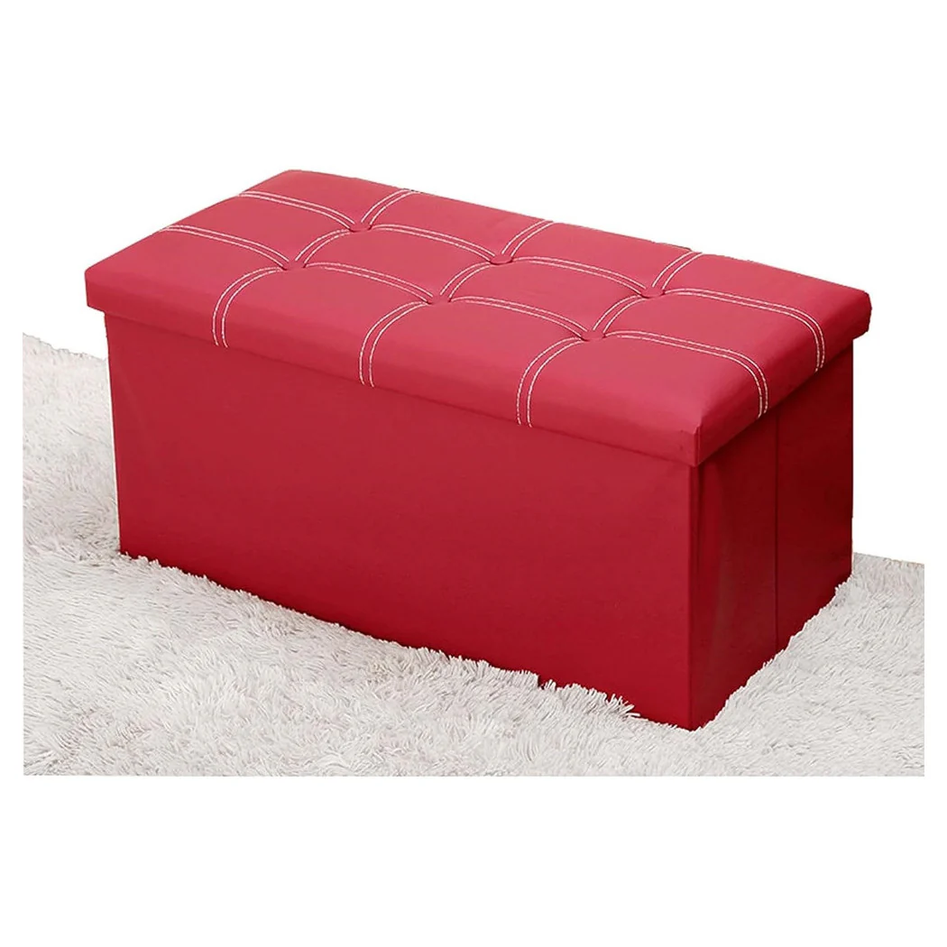 Taburete de reposapiés de contenedor rectangular POUF para zapatos de juguete rojo