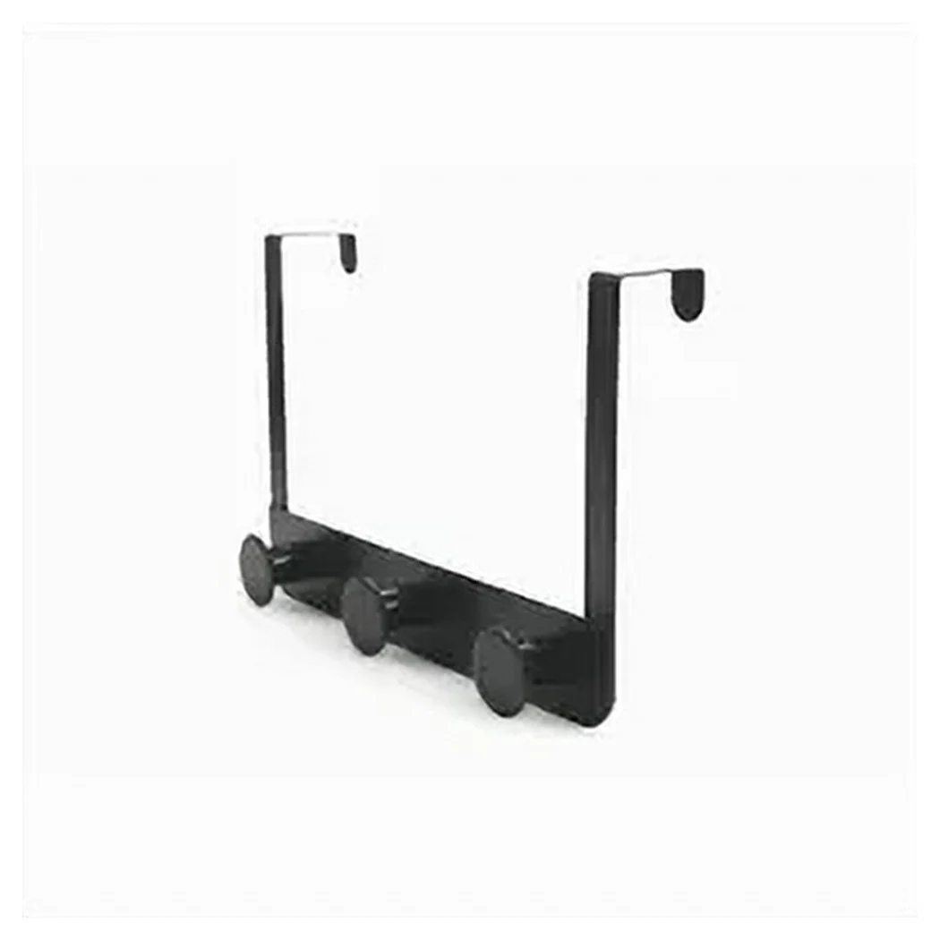 Rack de capa de puerta con 3 ganchos. 19.5X11.5CM Negro para toallas de ropa 87776