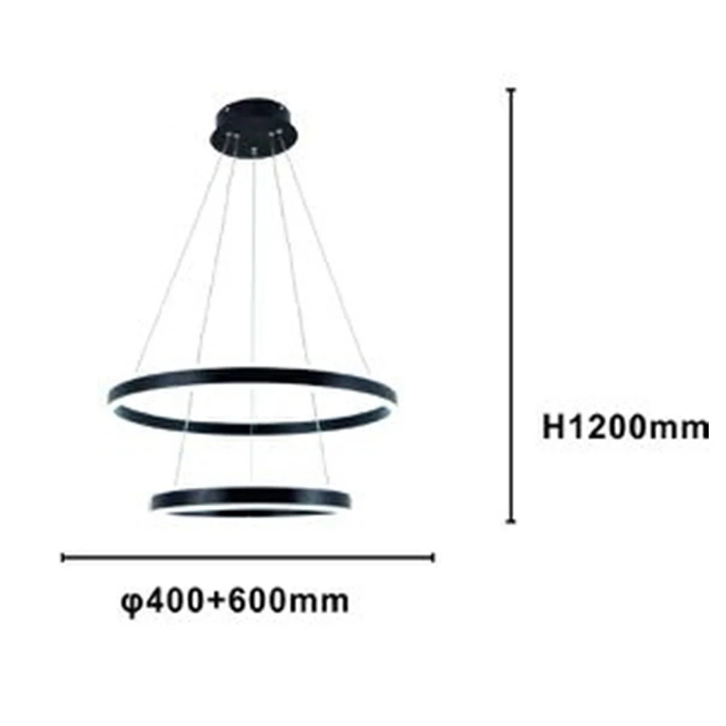 Chandelier LED moderno LED Doble círculo negro 58W con control remoto 31876